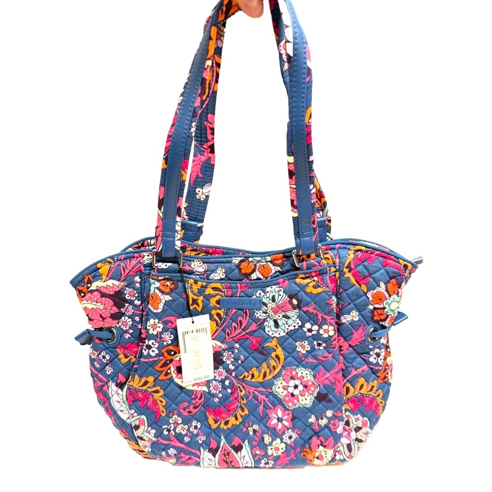 Vera Bradley Iconic Glenna Satchel purse w/Faux Trim DRAGONFRUIT FLORAL NWTS